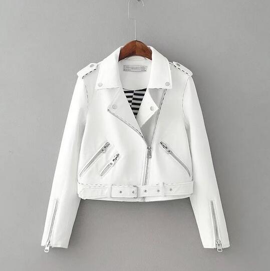 Cool Design White leather Jacket Women
