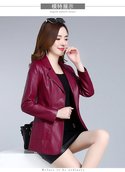 Long Leather Jacket Women