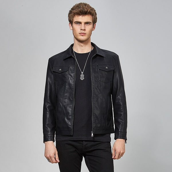 Leather Slim Fit Jacket Men