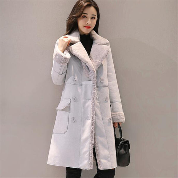 Long Velvet Thicken Sued Jacket Women