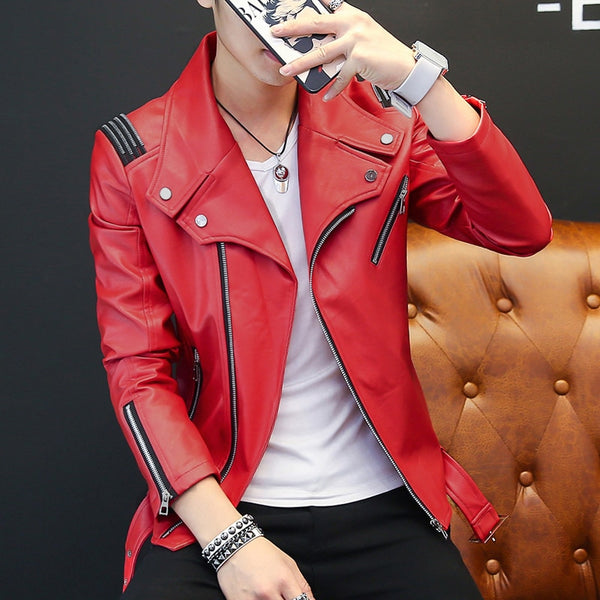 Red Leather Jacket Men