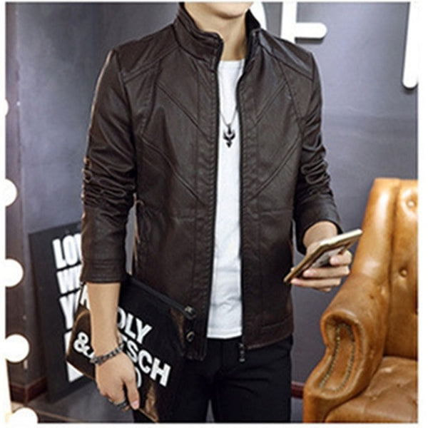 Leather Slim Biker Jacket  Men