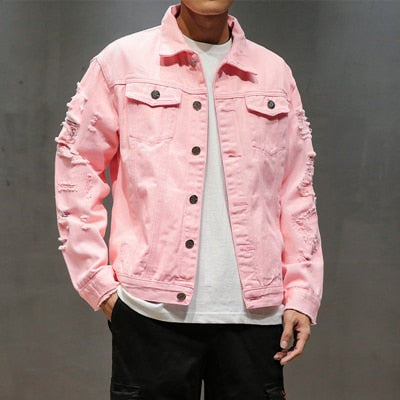 Plus Size 5XL Pink  Denim Coat