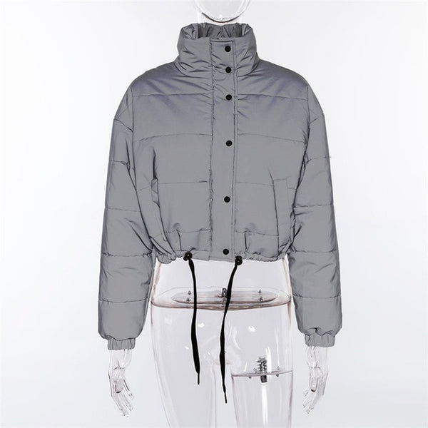 Reflector Cotton-Padded High Waist Jacket  Women