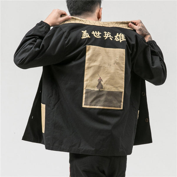 Hero Kanji Japanese Cotton Jacket Men