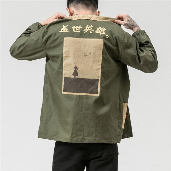 Hero Kanji Japanese Cotton Jacket Men