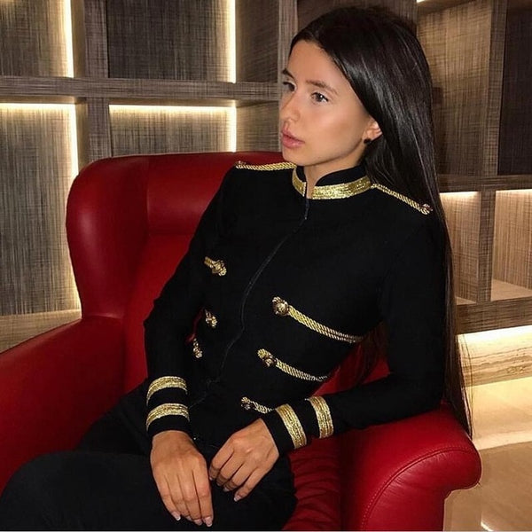 Green  Elegant Long Sleeve Bandage Jacket Women