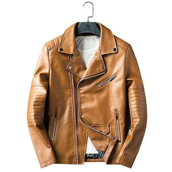 Casual Zipper PU Leather Jacket Men