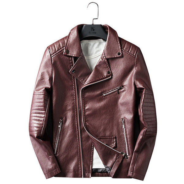 Casual Zipper PU Leather Jacket Men