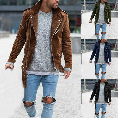 Long Sleeve Suede Fabric jacket Men