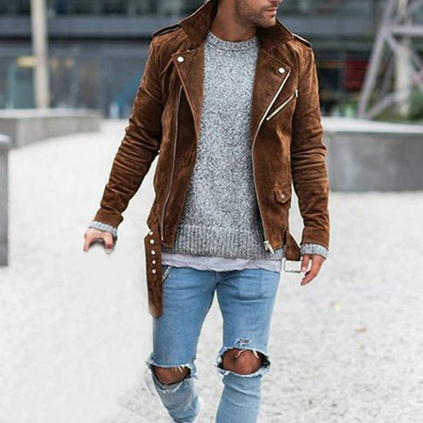 Long Sleeve Suede Fabric jacket Men